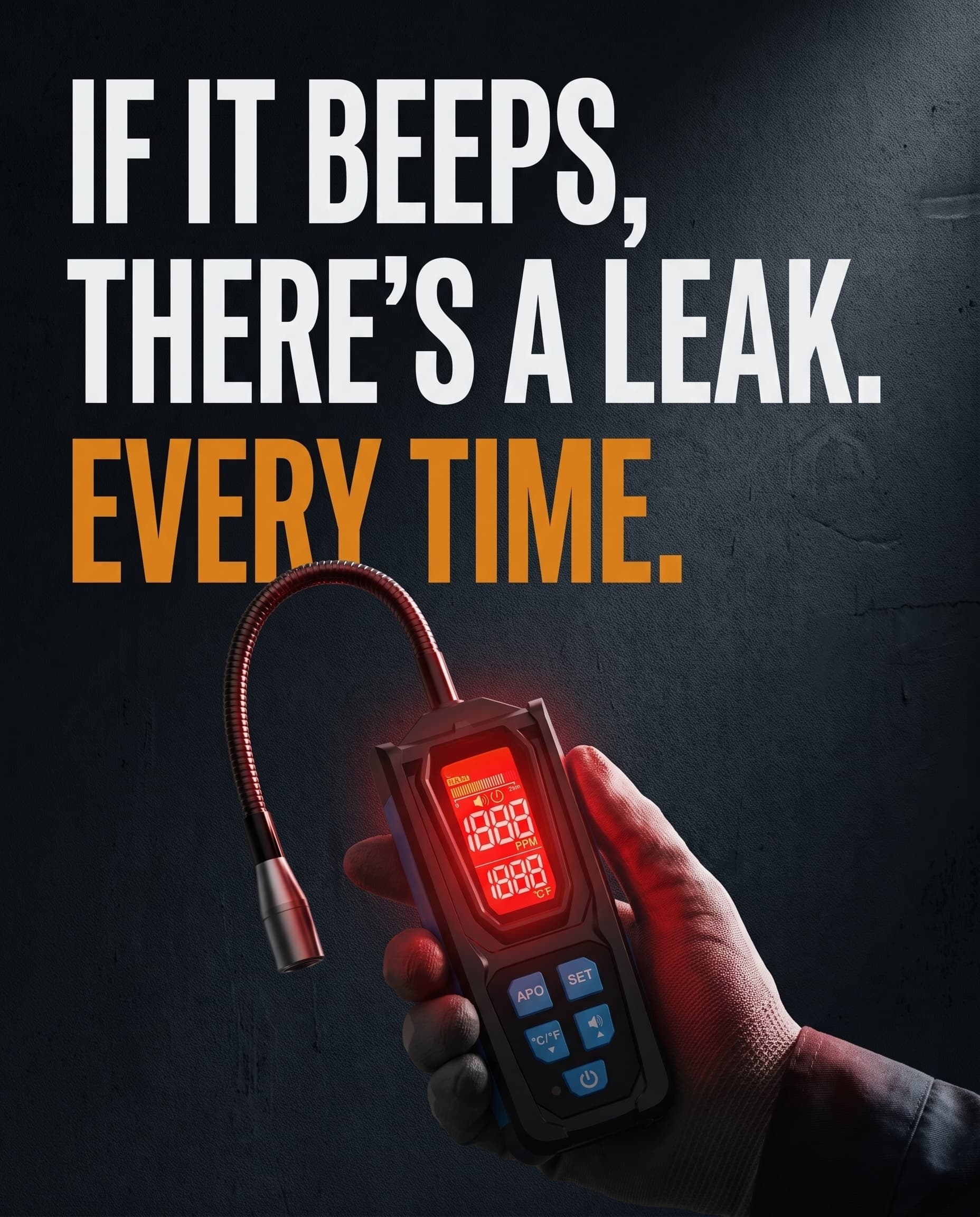 If it beeps, there's a leak. Every time. Vavren detector glowing red on a confirmed hit